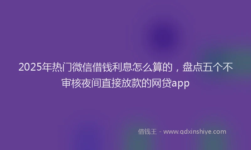 2025年热门微信借钱利息怎么算的，盘点五个不审核夜间直接放款的网贷app