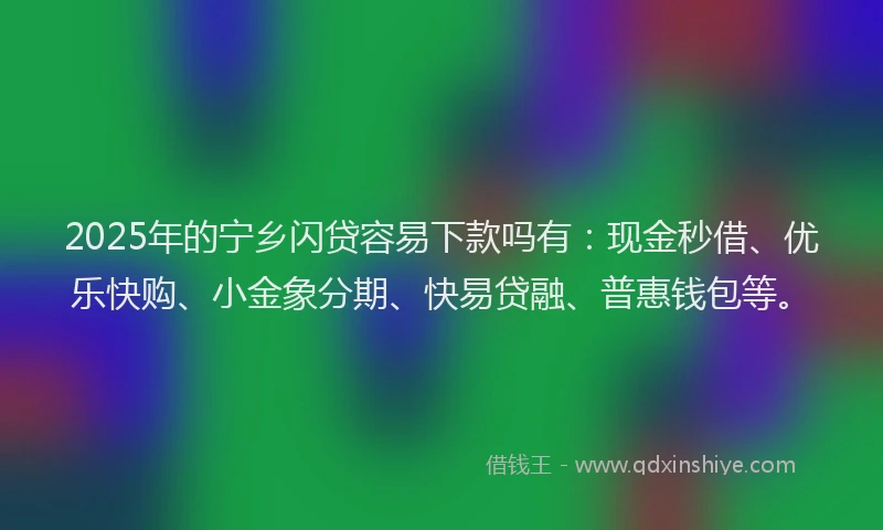 2025年的宁乡闪贷容易下款吗有：现金秒借、优乐快购、小金象分期、快易贷融、普惠钱包等。