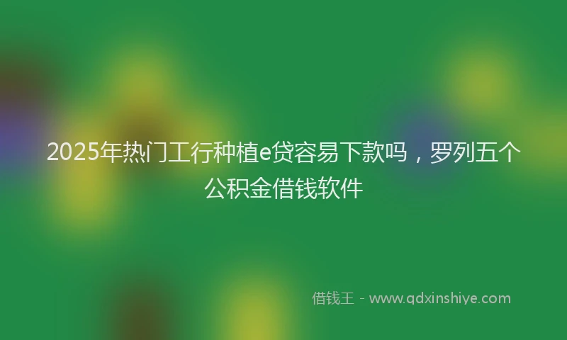 2025年热门工行种植e贷容易下款吗，罗列五个公积金借钱软件