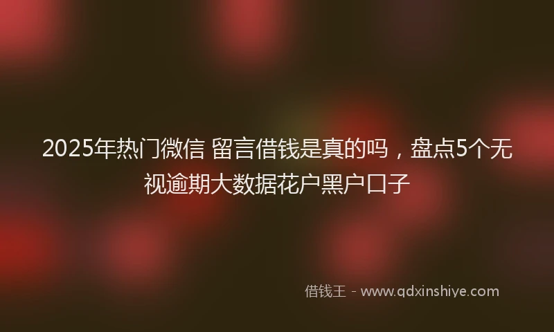 2025年热门微信 留言借钱是真的吗，盘点5个无视逾期大数据花户黑户口子