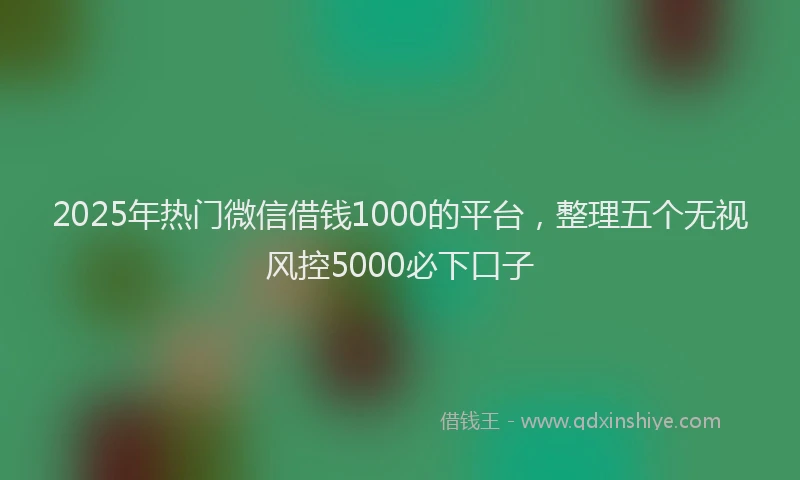 2025年热门微信借钱1000的平台，整理五个无视风控5000必下口子
