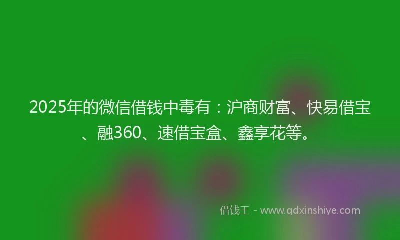 2025年的微信借钱中毒有：沪商财富、快易借宝、融360、速借宝盒、鑫享花等。