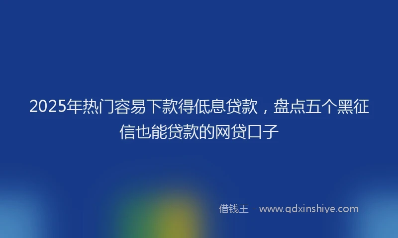 2025年热门容易下款得低息贷款，盘点五个黑征信也能贷款的网贷口子