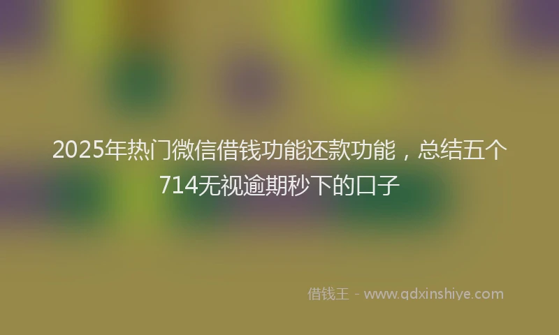 2025年热门微信借钱功能还款功能，总结五个714无视逾期秒下的口子