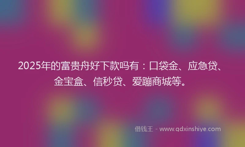 2025年的富贵舟好下款吗有：口袋金、应急贷、金宝盒、信秒贷、爱蹦商城等。