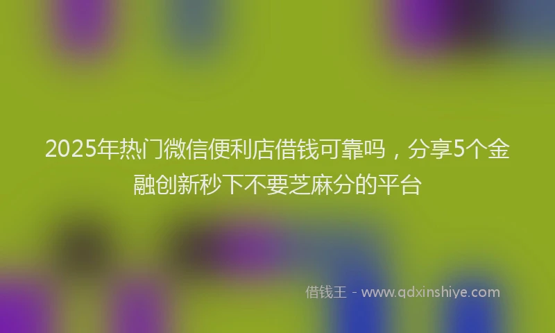 2025年热门微信便利店借钱可靠吗，分享5个金融创新秒下不要芝麻分的平台