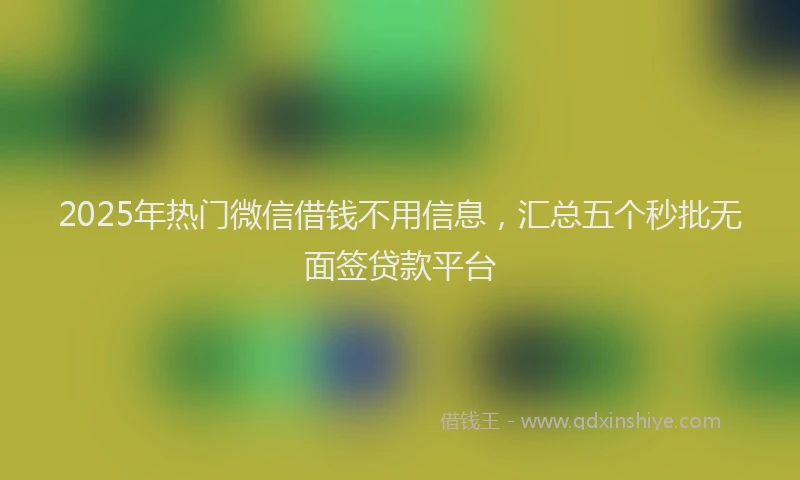 2025年热门微信借钱不用信息，汇总五个秒批无面签贷款平台