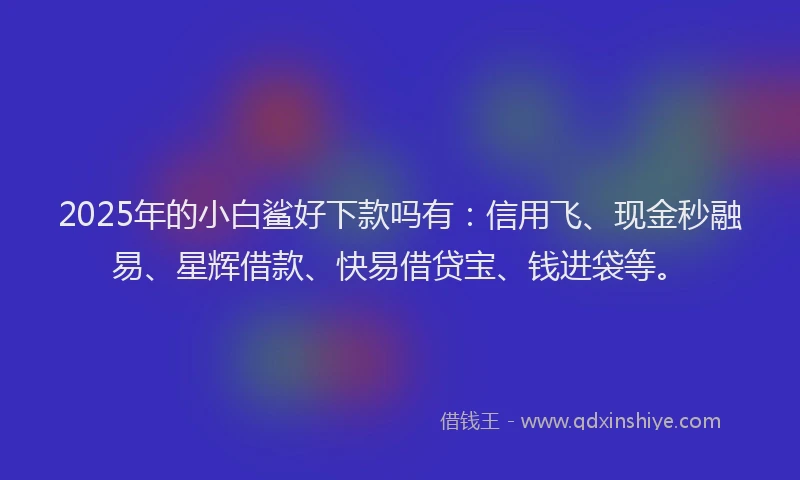 2025年的小白鲨好下款吗有：信用飞、现金秒融易、星辉借款、快易借贷宝、钱进袋等。
