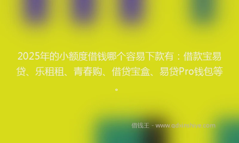 2025年的小额度借钱哪个容易下款有：借款宝易贷、乐租租、青春购、借贷宝盒、易贷Pro钱包等。