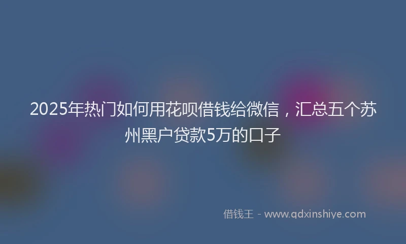 2025年热门如何用花呗借钱给微信，汇总五个苏州黑户贷款5万的口子