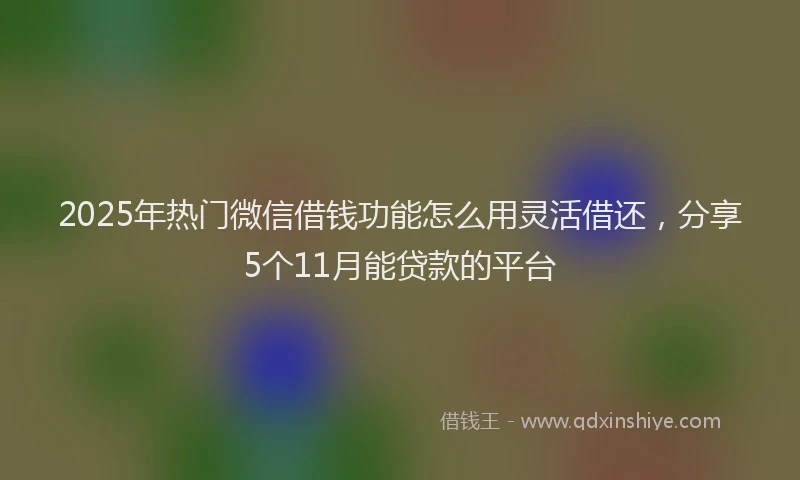 2025年热门微信借钱功能怎么用灵活借还，分享5个11月能贷款的平台