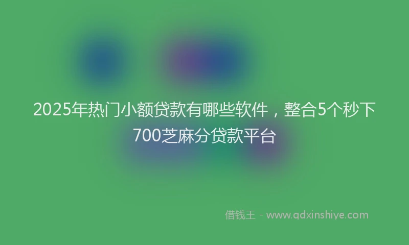 2025年热门小额贷款有哪些软件，整合5个秒下700芝麻分贷款平台