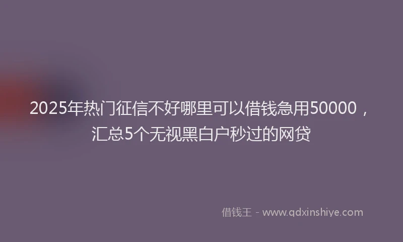 2025年热门征信不好哪里可以借钱急用50000，汇总5个无视黑白户秒过的网贷