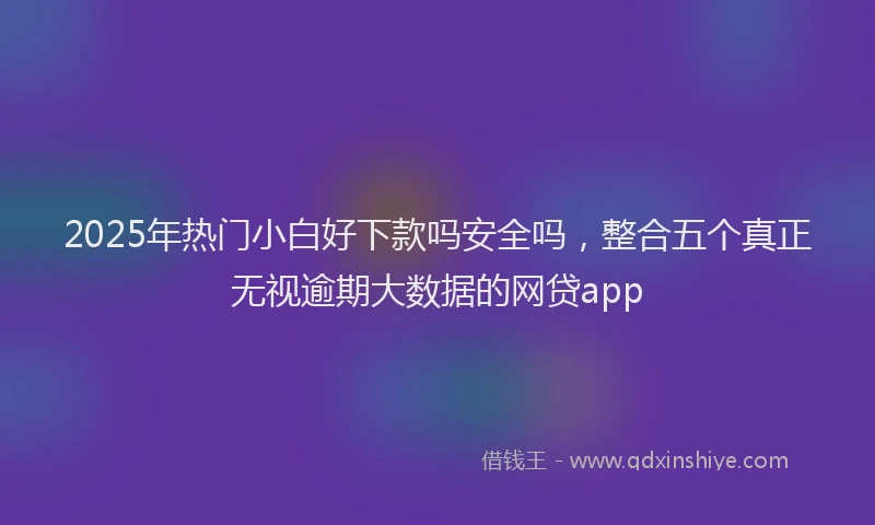 2025年热门小白好下款吗安全吗，整合五个真正无视逾期大数据的网贷app
