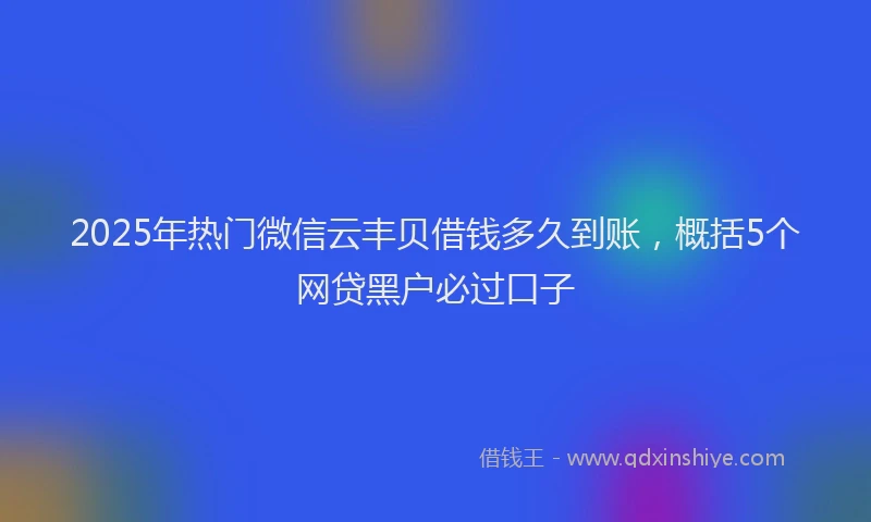 2025年热门微信云丰贝借钱多久到账，概括5个网贷黑户必过口子