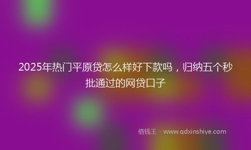 2025年热门平原贷怎么样好下款吗，归纳五个秒批通过的网贷口子