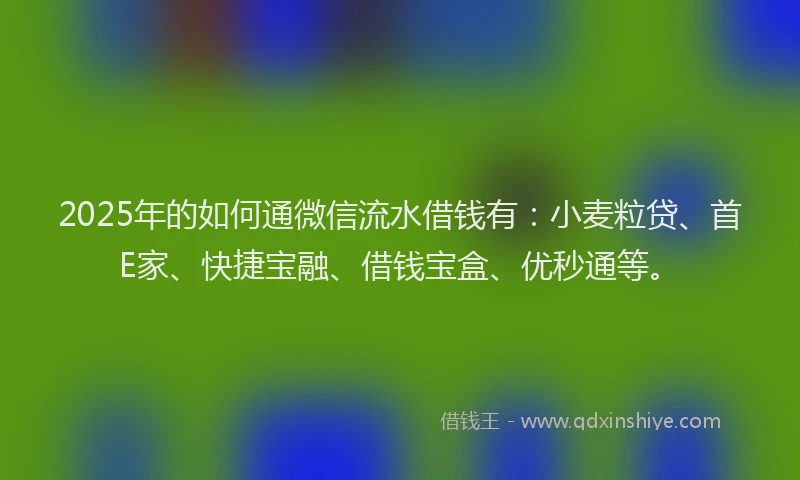 2025年的如何通微信流水借钱有：小麦粒贷、首E家、快捷宝融、借钱宝盒、优秒通等。