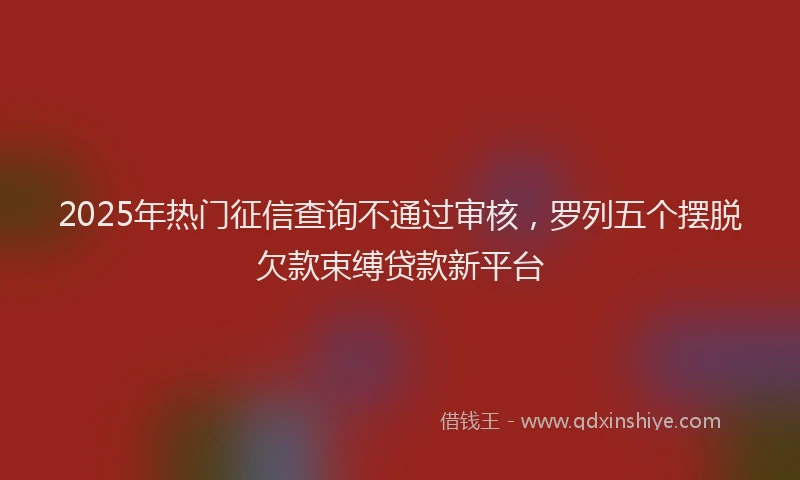 2025年热门征信查询不通过审核，罗列五个摆脱欠款束缚贷款新平台