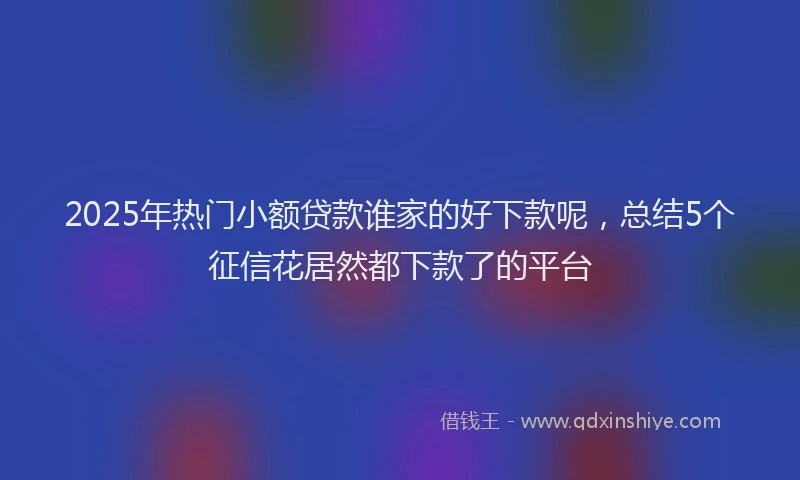 2025年热门小额贷款谁家的好下款呢，总结5个征信花居然都下款了的平台