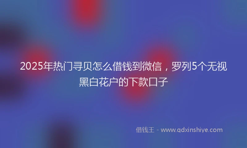 2025年热门寻贝怎么借钱到微信，罗列5个无视黑白花户的下款口子