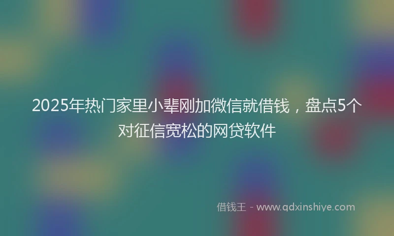 2025年热门家里小辈刚加微信就借钱，盘点5个对征信宽松的网贷软件