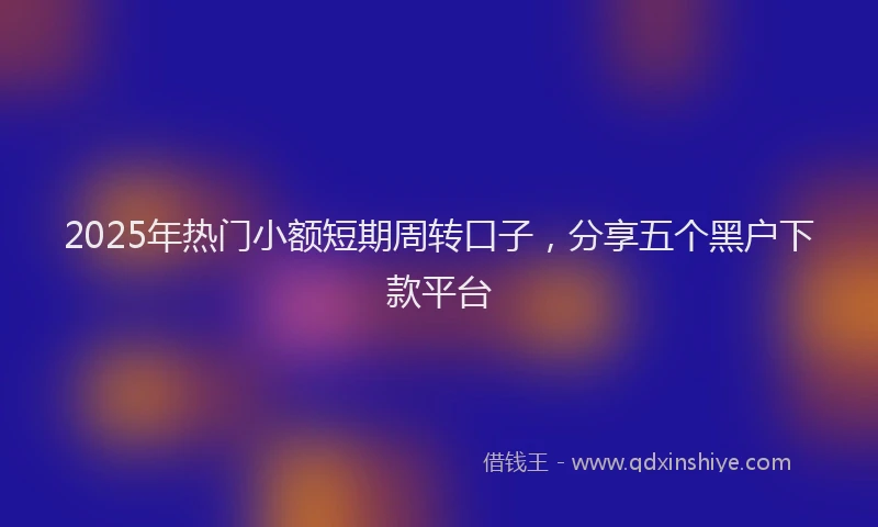 2025年热门小额短期周转口子，分享五个黑户下款平台