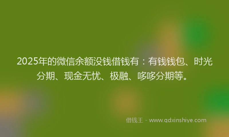 2025年的微信余额没钱借钱有：有钱钱包、时光分期、现金无忧、极融、哆哆分期等。