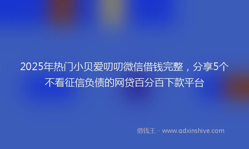 2025年热门小贝爱叨叨微信借钱完整，分享5个不看征信负债的网贷百分百下款平台