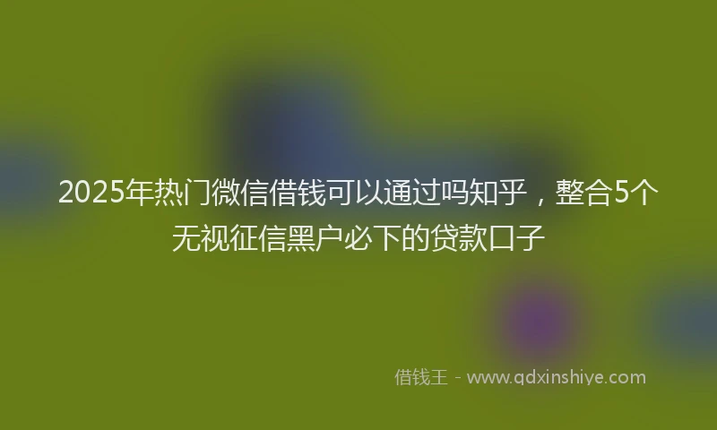 2025年热门微信借钱可以通过吗知乎，整合5个无视征信黑户必下的贷款口子