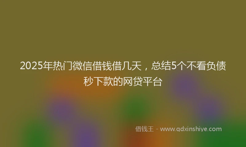 2025年热门微信借钱借几天，总结5个不看负债秒下款的网贷平台