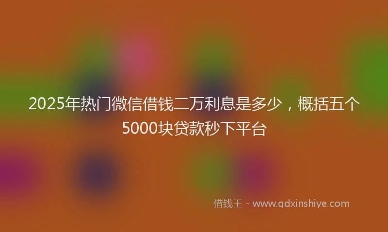 2025年热门微信借钱二万利息是多少，概括五个5000块贷款秒下平台