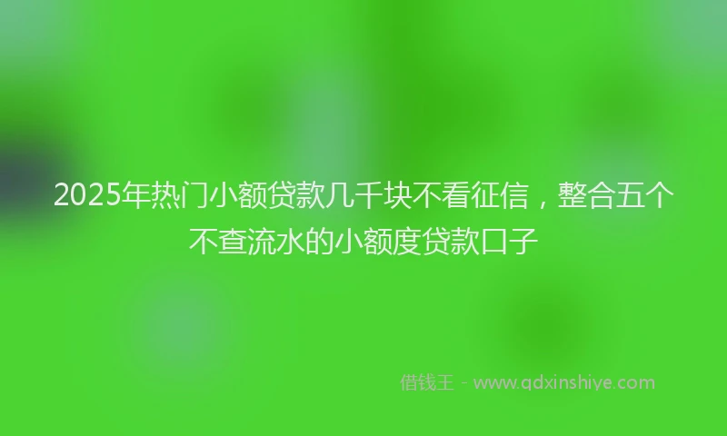 2025年热门小额贷款几千块不看征信，整合五个不查流水的小额度贷款口子