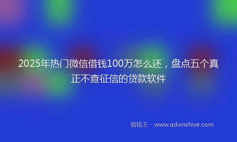 2025年热门微信借钱100万怎么还，盘点五个真正不查征信的贷款软件