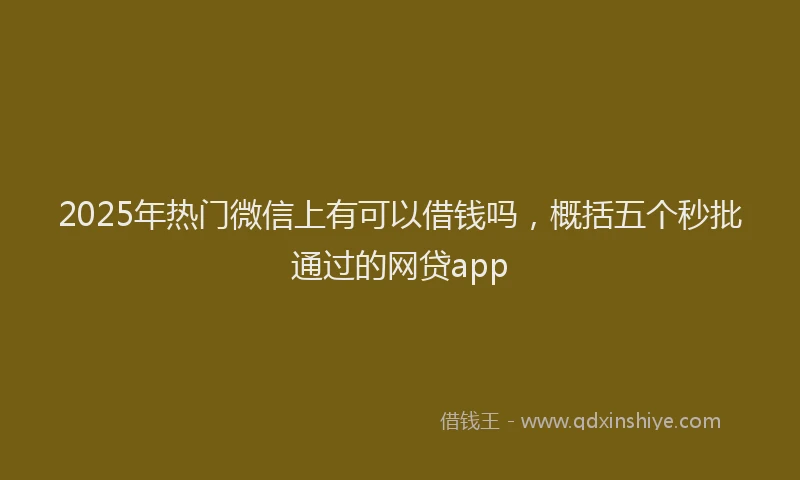 2025年热门微信上有可以借钱吗，概括五个秒批通过的网贷app