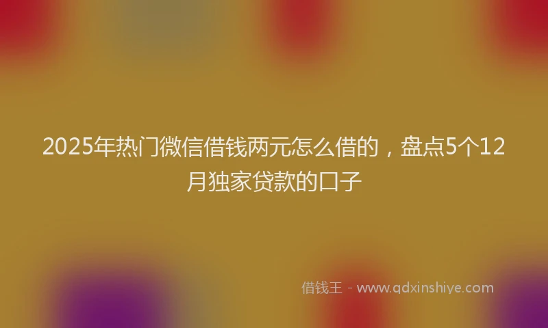 2025年热门微信借钱两元怎么借的，盘点5个12月独家贷款的口子