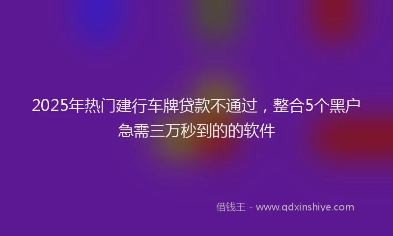2025年热门建行车牌贷款不通过，整合5个黑户急需三万秒到的的软件