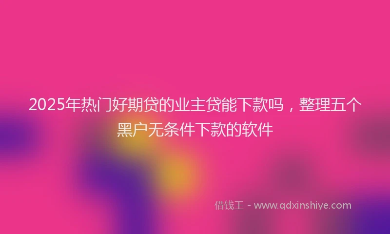2025年热门好期贷的业主贷能下款吗，整理五个黑户无条件下款的软件