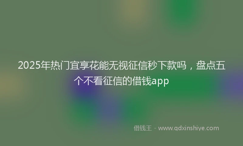 2025年热门宜享花能无视征信秒下款吗，盘点五个不看征信的借钱app