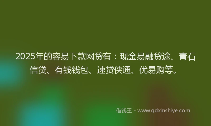 2025年的容易下款网贷有：现金易融贷途、青石信贷、有钱钱包、速贷侠通、优易购等。