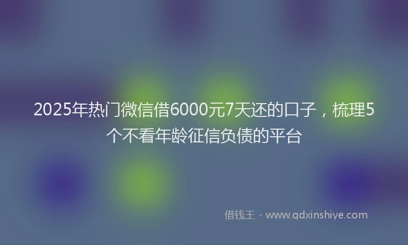 2025年热门微信借6000元7天还的口子，梳理5个不看年龄征信负债的平台