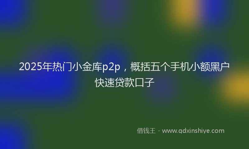 2025年热门小金库p2p，概括五个手机小额黑户快速贷款口子