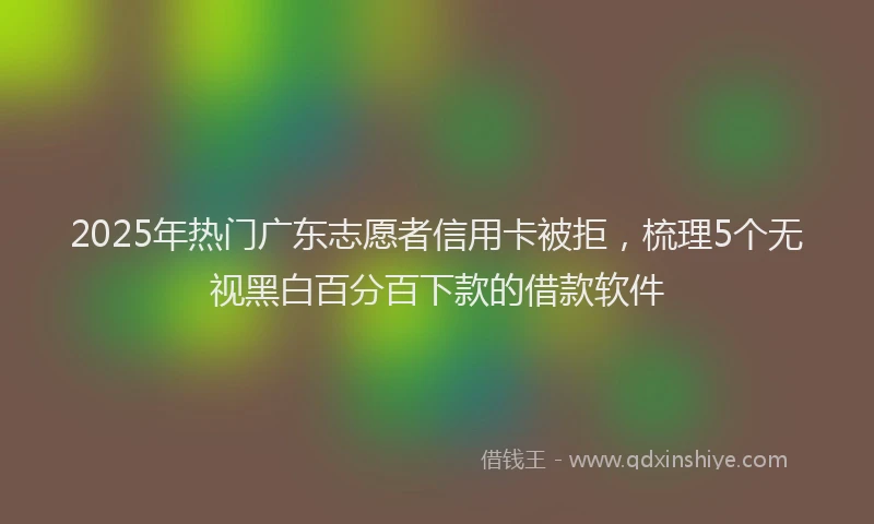 2025年热门广东志愿者信用卡被拒，梳理5个无视黑白百分百下款的借款软件