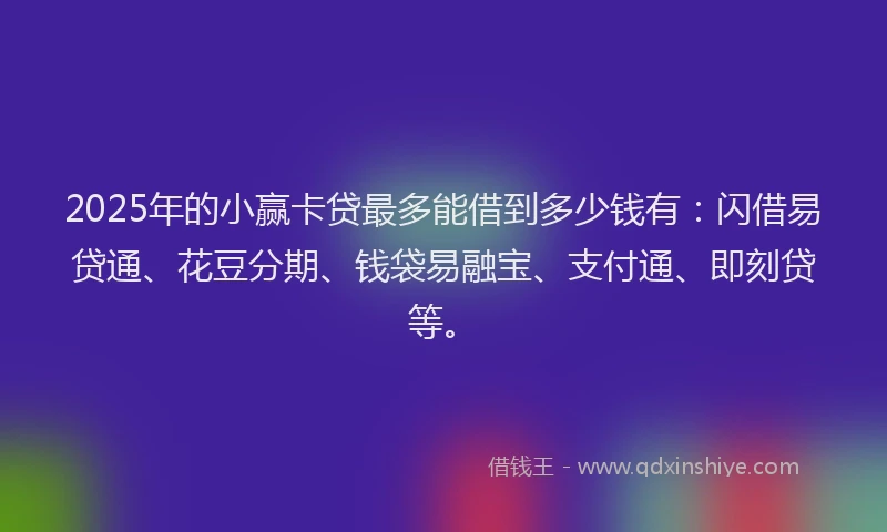 2025年的小赢卡贷最多能借到多少钱有：闪借易贷通、花豆分期、钱袋易融宝、支付通、即刻贷等。