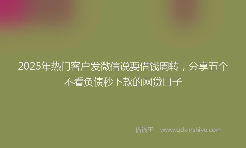 2025年热门客户发微信说要借钱周转，分享五个不看负债秒下款的网贷口子