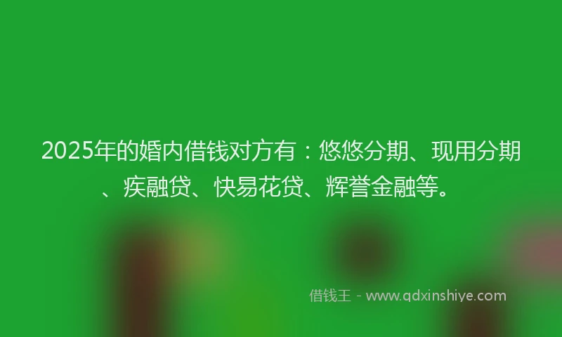 2025年的婚内借钱对方有：悠悠分期、现用分期、疾融贷、快易花贷、辉誉金融等。