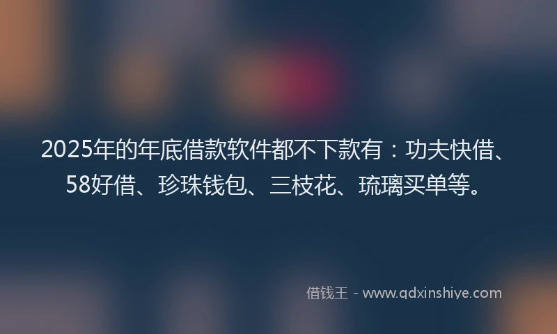 2025年的年底借款软件都不下款有：功夫快借、58好借、珍珠钱包、三枝花、琉璃买单等。
