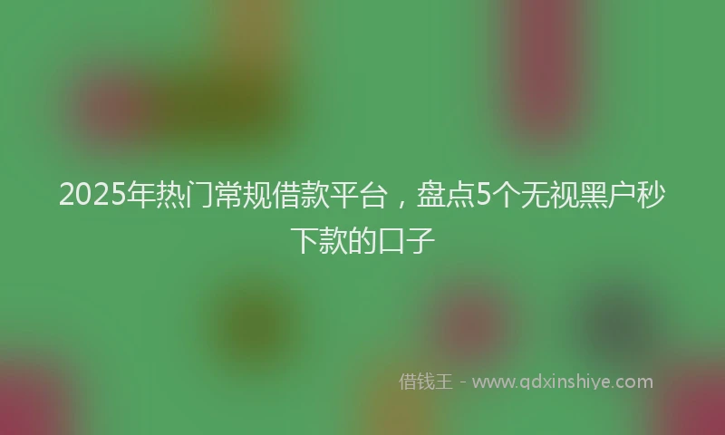 2025年热门常规借款平台，盘点5个无视黑户秒下款的口子
