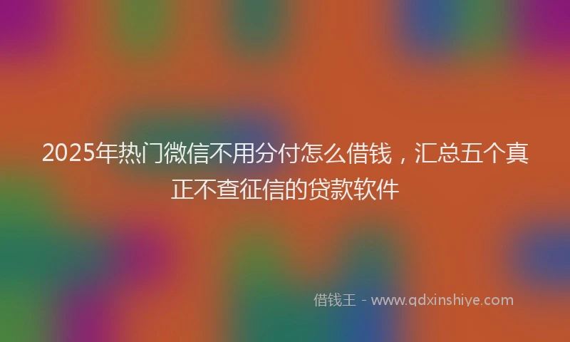 2025年热门微信不用分付怎么借钱，汇总五个真正不查征信的贷款软件