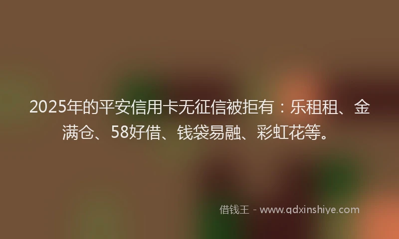 2025年的平安信用卡无征信被拒有：乐租租、金满仓、58好借、钱袋易融、彩虹花等。