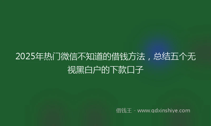 2025年热门微信不知道的借钱方法，总结五个无视黑白户的下款口子